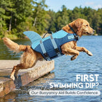 ASENKU Dog Life Jacket - Pet Safety Vest for Swimming & Boating, Shark Life Jacket with Floatation, Dog Lifesavers Swimsuits for Small Medium Large Dogs (Deepblue, S)