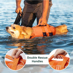 Kuoser Dog Life Jacket, High Flotation Reflective Dog Life Vest, Orange,XXL | Adjustable Dog Lifejackets for Small Medium Large Dogs, Lifevest with Rescue Handle for Swimming, Boating, Lake, Beach & Pool