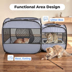 2-in-1 Portable Cat Playpen(End Doors), Pop up Kitten Playpen, Assembly-Free, Pet Tent Crates Kennel Cage Enclosure for Dog Puppy Indoor Outdoor(No Divider, Unified Space)