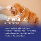 Chris Christensen 9.5 in Coarse Poodle Butter Comb, Groom Like a Professional, Rounded Corners Prevent Friction and Breakage, Solid Brass Spine with Steel Teeth, Chrome Finish