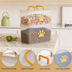2-Piece Dog Food Container with Handle,20lb Airtight Pet Food Storage Bin for Dogs Cats, Large Capacity Kibble Container for Kitchen Counter,Stackable and Keep Food Fresh Crispy-BPA free