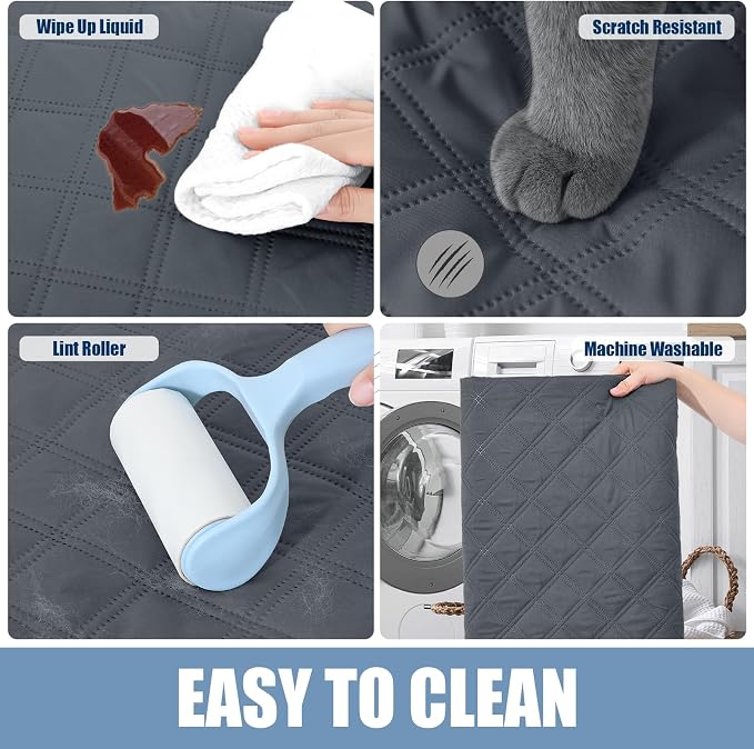 Smiry Waterproof Reversible Pet Couch Covers for Dogs | Pet Friendly, Soft Fabric, Washable Sofa Furniture Protector for Dogs Cat Kids, Checkered (40"x70", Dark Grey/Dark Grey)