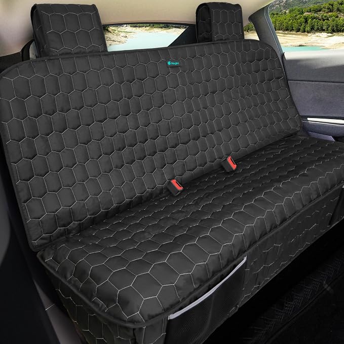 Meginc Dog Seat Covers for Tesla Model Y Back Seat Cover for Kids, Heavy Duty Bench Seat Cover with Headrest for Model Y, Non Slip Waterproof Durable Custom Fit Back Seat Covers for 2020-2025 Model y