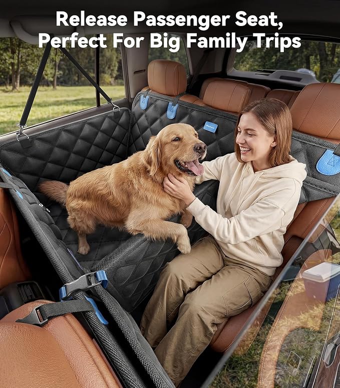 Rorhxia Truck Dog Seat Cover for Backseat, [Ultimate Safe, Comfort and Large Space] Waterproof 600D Heavy Duty Dog Car Hammock, Release Passenger Seats, Full-Size SUV/Truck, Large Dog Friendly, XL
