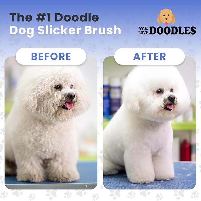 Slicker Brush for Dogs, Pet Grooming Brushes for Doodles & Poodles, Small | Best Brush For Long Haired Dogs, Dematting Comb & Deshedding Tools For Goldendoodle Coats, Puppy Matting Grooming Supplies