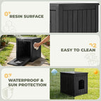 Cat Litter Box Enclosure, Enclosed Cat Litter Box Raised Floor, Openable Front Door Outdoor Cat House Weatherproof, Easy to Clean, Black
