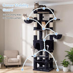 Cat Tree, 81.1" Skyward Corner Cat Tower for Large Cats VCT031G | Space-Smart Cat Furniture with Diamond Hideout, Grand Platform, Firm Base, 3 Soft Hammock & Pet Relax Station, Dark Gray