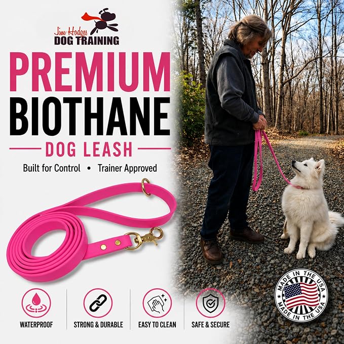 Gummy K9 Dog Leash, Biothane, Dog Training Leash, Made in The USA, 6 Feet, Various Sizes & Colors (3/4, Pink)
