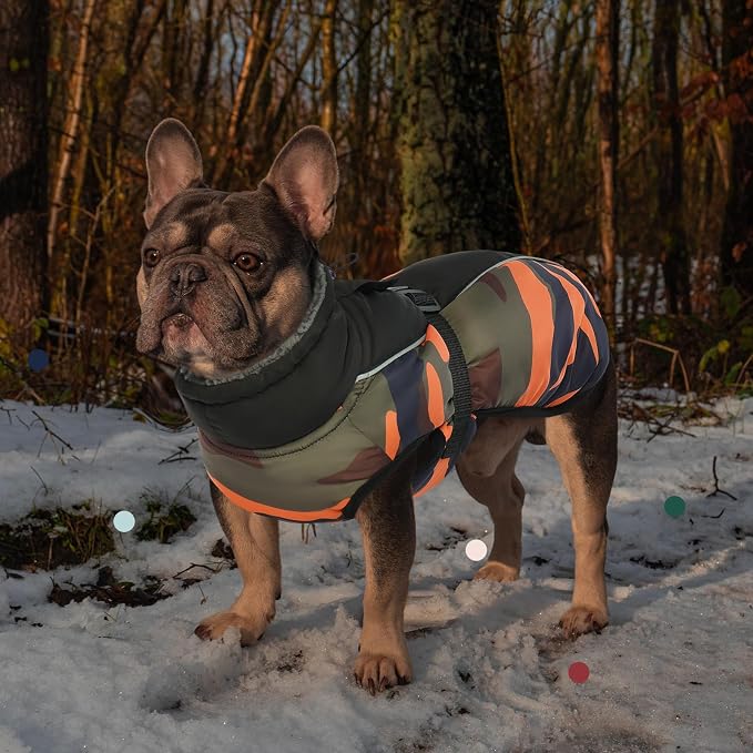 IECOii Extra Warm Dog Coat - Reflective, Adjustable Winter Coat with Buckle & Fleece Turtleneck for Small to Extra Large Dogs