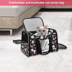 Petmolico Cat Carrier Dog Carrier, Airline Approved Soft Pet Travel Carrier with 3 Open Doors Mesh Windows for Cats Puppy 16 lbs, White Daisy