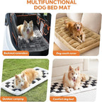 Soulbond Dog Bed for Car Back Seat Plush Backseat Pet Bed Mat, Light Brown | Non-Slip Travel Pet Mat, Fuzzy Plaid Dog Seat Cover, Fit for Backseat Extenders and Trucks SUVs