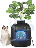 Feandrea Plant Cat Litter Box Enclosure with Artificial Plant, Enclosed Hidden Litter Box Furniture with Door, Carbon Filter, Odor Control, Pebbles, Scoop, Brush, Ink Black UPPT006B101