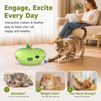 Cat Toys Rechargeable Interactive itten toys , Smart Sensor Automatic Feather Toy with 7 Random Holes, Quiet USB Powered Pop-Up Kitten Toy Simulates Hunting for Indoor Cats, green