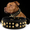 Genuine Leather Dog Collar 2.2 in Wide for Large Dogs Heavy Duty, BK-GD-S | Handcrafted,Stainless Steel Buckle and Alloy Studded,Soft Padded,Fashionable Daily Wear for Large Giant Breed,16.5-20.5 in