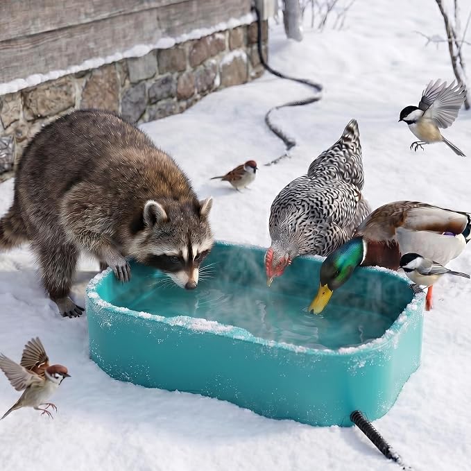 5.5L/1.45Gal Extra Large Heated Water Bowl, Indoor & Outdoor Winter Antifreezing Pet Heated Thermal Water Bowl Dish, Anti Chewy Cord, BPA-Free, Pet Products for Dog Cats Rabbit Chicken Duck Squirrel