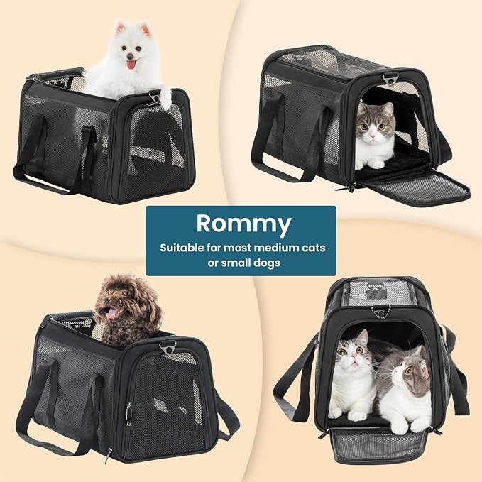 PETSFIT 19 x 12 x 12 Large Cat Carrier | Roomy Escape-Proof Cat Car Seat, Safe Driving, Lockable Zippers & Safety Tether, Soft-Sided Travel Carrier