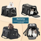 PETSFIT Soft-Sided Cat Carrier, Airline Approved | For Travel, 3 Carrying Ways, Lightweight and Ventilation on 5 Sides, Escape Proof, With Soft Fleece Pad