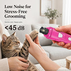 Pet Nail Grinder for Dogs and Cats, 2-Speed Electric Dog Nail Trimmer, Extral Steel Pet Nail Clipper, Rechargeable 2000mAh Nail Grinder for Small Medium Large Dogs with 2 LED Lights, Pink