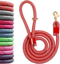 Nylon Rope Dog Leash, Red, 5 FT - 3/5" | Reflective, Handmade Braided, Heavy Duty, For Medium Large Dogs