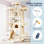 Allewie 82 Inches Large Cat Tree/House/XXL Tall Cat Towers for Big Feline/Scratching Post/Multi-Level Large Kitty Climbing Tree with Condo/Beige