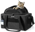 Pecute Top Expandable Airline Approved Pet Carrier for Cats, Olive Green | Top side expandable, breathable scratch-resistant mesh, leakproof pee pad, locking zippers, foldable travel bag under 11lbs.