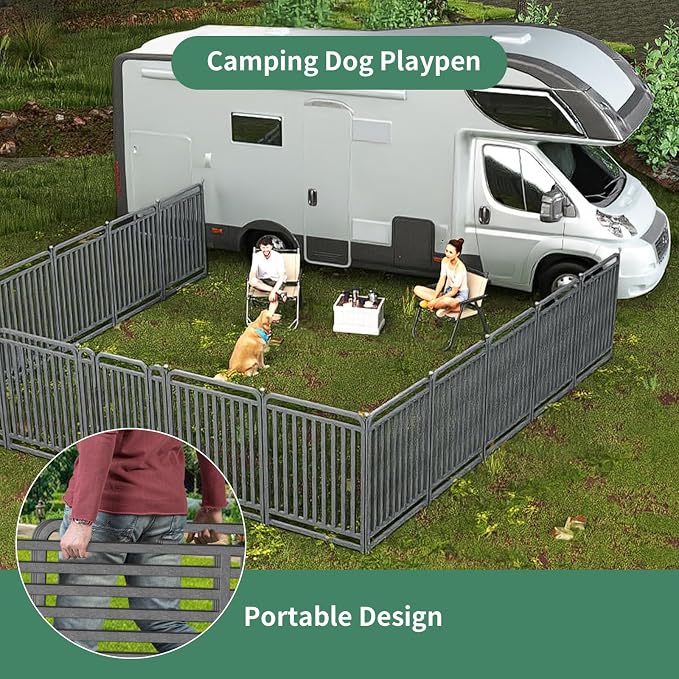 40 Inch Dog Playpen Outdoor, 12 Panels Puppy Playpen Heavy Duty Dog Play Pen Indoors, Rust Resistant Dog Pen for Large/Medium/Small Dogs, Dog Fence for RV Camping