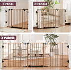 29.4-78" Extra Wide Baby Gate, Long Dog Gates Indoor for Stairs | Essential Large Gate for Child Toddler with Anti-Trip Pedal, Adjustable Pet Gate for Doorways, 28" Tall 3 Metal Panels Brown
