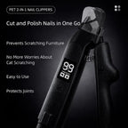 2-in-1 Dog Cat Nail Clippers with Light Bloodline Indicator & Electric Grinder – Type-C Rechargeable Dog Cat Nail Trimmer – Low Noise Grooming Tool with Battery Display (Matte Black)