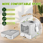Covered Cat Litter Box, Extra Large Drawer Design with Dual Entry,Pale Grey | 13L litter capacity, adjustable door, leakproof structure, cleaning accessories, complimentary cat litter mat