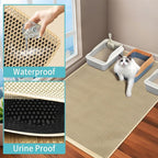 Cat Litter Mat Litter Trapping Mats, Large Kitty Litter Box Mat, 35x25in | Double-Layer Honeycomb Litter Catcher Mat to Less Mess, Waterproof and Non-Slip Bottom, Keeps Floor Clean(Khaki)