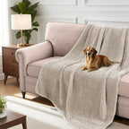 H.VERSAILTEX Plush Chenille Couch Cover for Dogs Pets Blanket for Bed Anti-Slip Soft and Durable Furniture Protector for Small Medium Large Cats Washable (52" x 82", Island Fossi)