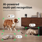 AI Pet Camera Indoor, Multi-Pet Recognition for Up to 6 Pets, 2K 3MP Dog & Cat Camera with 360° Auto Tracking, AI Daily Summaries, Night Vision, 2-Way Audio, 2.4/5GHz WiFi