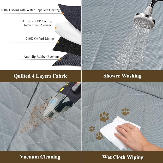 VIVAGLORY Dog Seat Cover Dog Hammock, Standard, Grey | Seat Cover for Car Suv & Truck, Back Backseat Split Hair Resistant Protector for Pet
