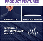 ZNSAYOTX Oversized Super Stretch Couch Cover (92"-115"), New Striped Sofa Covers Comfortable & Durable, Dog Cat Pets Friendly Extra Large Spandex Sofa Slipcovers (Navy Blue, XL Sofa)