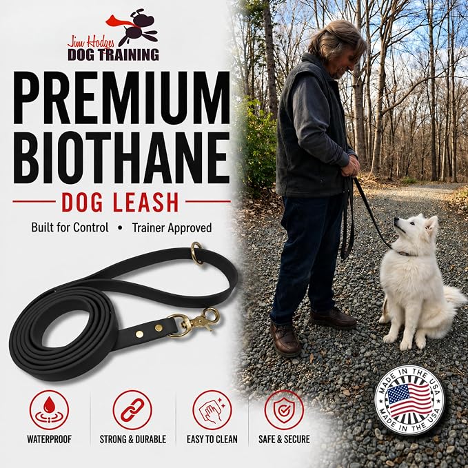Gummy K9 Dog Leash, Biothane, Dog Training Leash, Made in The USA, 6 Feet, Various Sizes & Colors (5/8, Black)