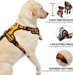 NESTROAD No Pull Dog Harness,Adjustable Oxford Dog Vest Harness with Leash,Reflective No-Choke Pet Harness with Easy Control Soft Handle for Small Medium Dogs(Medium,Orange)