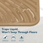 UPSKY Large Cat Litter Mat 31" x 24 Waterproof and Washable, Soft on Paws | Litter Catcher Pad, Cat Litter Trapping Mat, Scatter Control, Fits Most Litter Boxes, Use for Dogs & Cats, Khaki