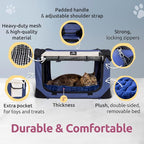 Cat & Dog Pet Carrier, Soft-Sided, Medium 20"x13"x13" Fits Most Cats or Small Dog, Comfortable for Travel & Vet Visits, Privacy Windows, Removable Plush Bed, Locking Zippers, Folds Flat