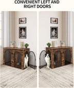 Hzuaneri 44.1" Wooden Dog Crate Furniture, Indoor Dog Kennel Dogs Cage for Small/Medium/Large Dogs, Heavy Duty Dog Crates Decorative Pet House End Side Table TV Stand, Rustic Brown DFC83901B