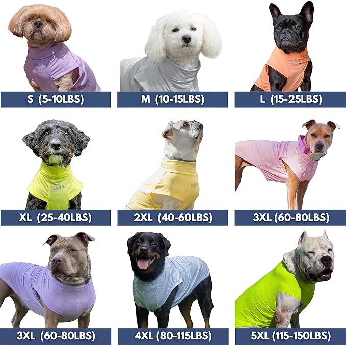 Spark Paws Sunblock Dog T-Shirt, SPF30 Protection, Lightweight Breathable Quick Dry for Dogs with Sensitive Skin - Watermelon & Peach (Set of 2) - 5XL