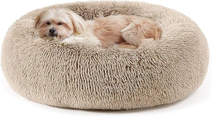 Western Home Calming Donut Cat Bed Small Dog Bed Washable,20" Brown | Fluffy Faux Fur Round Cuddler,Anti-Anxiety,Anti-Slip Bottom,Self-Warming Pet Bed for Small Dog&Kitten&Puppy,Up to 12 LBS
