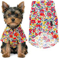 Parisian Pet Floral Dog Shirt - Cotton Clothes for Small Dogs - Stylish Dog Beach Outfit - Lightweight and Soft Puppy Clothes - Trendy Camp Tshirts for Dogs - Comfortable Summer Vacation Pet Apparel