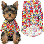 Parisian Pet Floral Dog Shirt - Cotton Clothes for Small Dogs - Stylish Dog Beach Outfit - Lightweight and Soft Puppy Clothes - Trendy Camp Tshirts for Dogs - Comfortable Summer Vacation Pet Apparel
