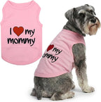 Parisian Pet I Love My Mommy Dog Shirt 100% Cotton Shirts for Large Dogs - Pink Sleeveless Girl Pet Clothes - Lightweight Pet Tshirts - Breathable Puppy Clothes - Stretchy Dog Summer Shirt