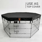 PJYuCien Puppy Playpen with Bottom Pad and Door, 8 Panels 36" H, Black | 24"W, Dual-function Pad, For Medium Pets, Foldable Octagonal Pen, Versatile, Indoor & Outdoor, Backyard, Protects Floors