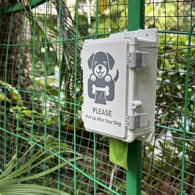 Dog Poop Bag Dispenser Wall Mounted - Waterproof Outdoor Pet Waste Bag Dispenser for Yard, Fence & Post | Yard-Friendly Waste Bag Container