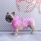 iChoue French Bulldog Raincoat Frenchie Pitbull Rain Coat Jacket Poncho Packable Waterproof Adjustable with Reflective Straps Lightweight for Short Thick Medium Dogs (Pink, L)