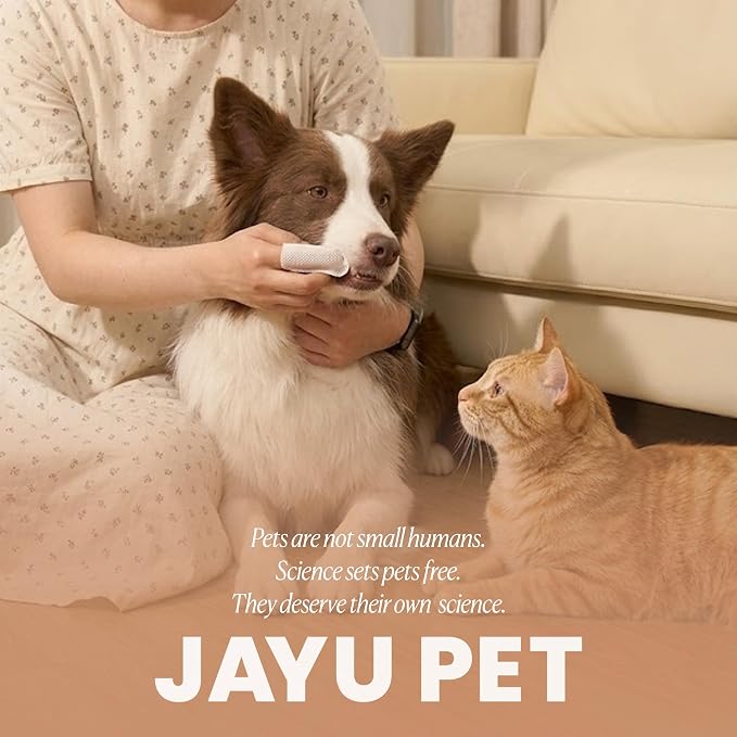 JAYU PET Unscented Dental Finger Wipes for Dogs and Cats, 50 Count | Dog Tooth Wipes, Pet Teeth Cleaning, No-Rinse, Dual-Finger Oral Care