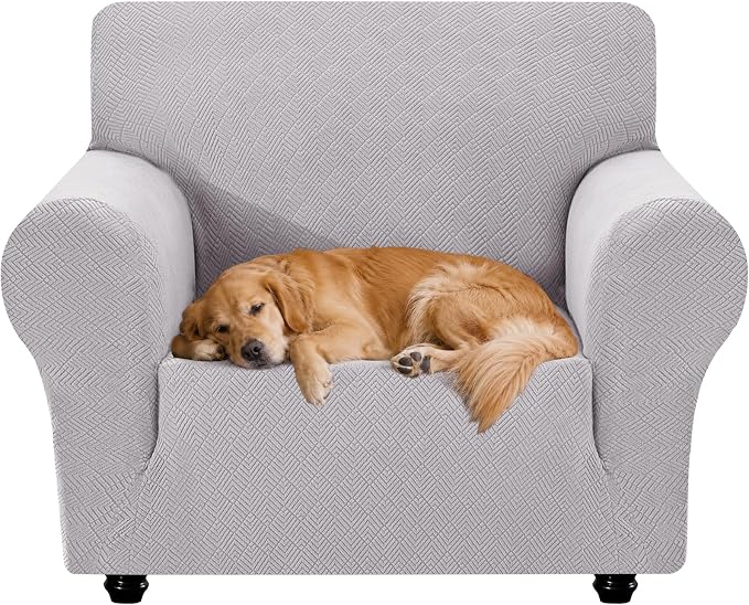 XINEAGE Stretch Armchair Slipcover, Non-Slip Pet Couch Cover,Silver Gray | Washable Furniture Protector, Elastic Bottom, Dogs & Cats Friendly, Scratch-resistant, Fast Setup, High Elasticity