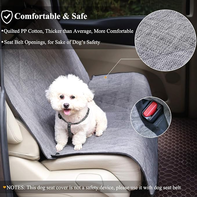 VIVAGLORY Dog Seat Covers, Dog Backseat Cover Pet Bench Protectors with Anti-Slip Backing, Back Seats Cover Rear Seat Covers Car Seat Cover for Dogs, Heather Black, 46" L * 52" W | Backseat Cover for Car Suv & Truck, Back Rear Backseat Bench Protector